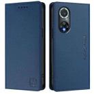 For Honor 50 Pro RC01 Dual-Folded Magnetic Suction RFID Leather Phone Case(Dark Blue) - 2