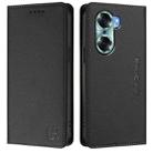 For Honor 60 RC01 Dual-Folded Magnetic Suction RFID Leather Phone Case(Black) - 2