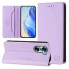 For Honor 60 RC01 Dual-Folded Magnetic Suction RFID Leather Phone Case(Light Purple) - 1