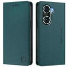 For Honor 60 Pro RC01 Dual-Folded Magnetic Suction RFID Leather Phone Case(Dark Green) - 2