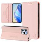 For Honor 60 SE RC01 Dual-Folded Magnetic Suction RFID Leather Phone Case(Pink) - 1