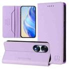 For Honor 70 RC01 Dual-Folded Magnetic Suction RFID Leather Phone Case(Light Purple) - 1