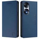 For Honor 70 RC01 Dual-Folded Magnetic Suction RFID Leather Phone Case(Dark Blue) - 2