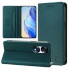 For Honor 70 RC01 Dual-Folded Magnetic Suction RFID Leather Phone Case(Dark Green) - 1