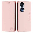 For Honor 70 Pro RC01 Dual-Folded Magnetic Suction RFID Leather Phone Case(Pink) - 2