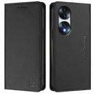 For Honor 70 Pro RC01 Dual-Folded Magnetic Suction RFID Leather Phone Case(Black) - 2