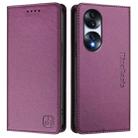 For Honor 70 Pro RC01 Dual-Folded Magnetic Suction RFID Leather Phone Case(Violet) - 2