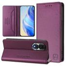 For Honor 80 RC01 Dual-Folded Magnetic Suction RFID Leather Phone Case(Violet) - 1