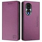 For Honor 80 RC01 Dual-Folded Magnetic Suction RFID Leather Phone Case(Violet) - 2