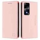 For Honor 80 GT RC01 Dual-Folded Magnetic Suction RFID Leather Phone Case(Pink) - 2