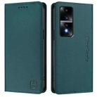 For Honor 80 GT RC01 Dual-Folded Magnetic Suction RFID Leather Phone Case(Dark Green) - 2