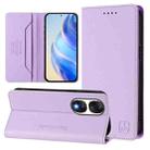 For Honor 90 RC01 Dual-Folded Magnetic Suction RFID Leather Phone Case(Light Purple) - 1