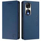 For Honor 90 RC01 Dual-Folded Magnetic Suction RFID Leather Phone Case(Dark Blue) - 2