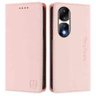 For Honor 90 Pro RC01 Dual-Folded Magnetic Suction RFID Leather Phone Case(Pink) - 2