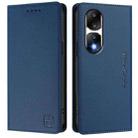 For Honor 90 Pro RC01 Dual-Folded Magnetic Suction RFID Leather Phone Case(Dark Blue) - 2