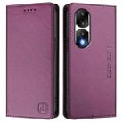 For Honor 90 Pro RC01 Dual-Folded Magnetic Suction RFID Leather Phone Case(Violet) - 2