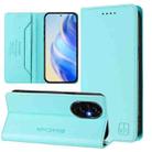 For Honor 200 RC01 Dual-Folded Magnetic Suction RFID Leather Phone Case(Mint Green) - 1