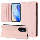 For Honor 200 RC01 Dual-Folded Magnetic Suction RFID Leather Phone Case(Pink) - 1