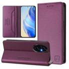 For Honor 200 RC01 Dual-Folded Magnetic Suction RFID Leather Phone Case(Violet) - 1