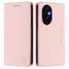 For Honor 200 Pro RC01 Dual-Folded Magnetic Suction RFID Leather Phone Case(Pink) - 2