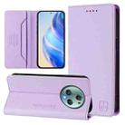 For Honor Magic5 Pro RC01 Dual-Folded Magnetic Suction RFID Leather Phone Case(Light Purple) - 1