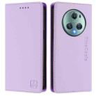 For Honor Magic5 Pro RC01 Dual-Folded Magnetic Suction RFID Leather Phone Case(Light Purple) - 2