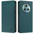 For Honor Magic5 Pro RC01 Dual-Folded Magnetic Suction RFID Leather Phone Case(Dark Green) - 2