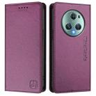 For Honor Magic5 Pro RC01 Dual-Folded Magnetic Suction RFID Leather Phone Case(Violet) - 2