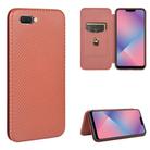 For OPPO A5(AX5) / A3s / A12e Carbon Fiber Texture Horizontal Flip TPU + PC + PU Leather Case with Card Slot(Brown) - 1