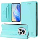 For Honor Magic6 Pro Global RC01 Dual-Folded Magnetic Suction RFID Leather Phone Case(Mint Green) - 1