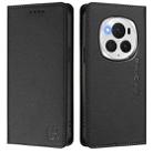 For Honor Magic6 Pro Global RC01 Dual-Folded Magnetic Suction RFID Leather Phone Case(Black) - 2