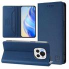 For Honor Magic6 Global RC01 Dual-Folded Magnetic Suction RFID Leather Phone Case(Dark Blue) - 1