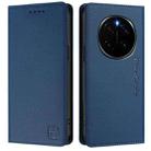 For Honor Magic7 RC01 Dual-Folded Magnetic Suction RFID Leather Phone Case(Dark Blue) - 2