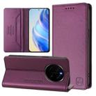 For Honor Magic7 RC01 Dual-Folded Magnetic Suction RFID Leather Phone Case(Violet) - 1