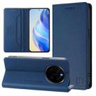 For Honor Magic7 Pro RC01 Dual-Folded Magnetic Suction RFID Leather Phone Case(Dark Blue) - 1