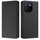 For Honor X5b / X5b Plus Global RC01 Dual-Folded Magnetic Suction RFID Leather Phone Case(Black) - 2