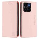 For Honor X6a RC01 Dual-Folded Magnetic Suction RFID Leather Phone Case(Pink) - 2