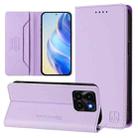 For Honor X6a RC01 Dual-Folded Magnetic Suction RFID Leather Phone Case(Light Purple) - 1