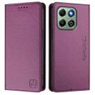 For Honor X6b RC01 Dual-Folded Magnetic Suction RFID Leather Phone Case(Violet) - 2