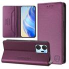 For Honor X7a / Honor Play7T RC01 Dual-Folded Magnetic Suction RFID Leather Phone Case(Violet) - 1