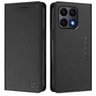 For Honor X8a Global RC01 Dual-Folded Magnetic Suction RFID Leather Phone Case(Black) - 2