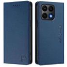 For Honor X8a Global RC01 Dual-Folded Magnetic Suction RFID Leather Phone Case(Dark Blue) - 2