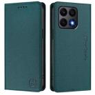 For Honor X8a Global RC01 Dual-Folded Magnetic Suction RFID Leather Phone Case(Dark Green) - 2