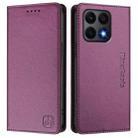 For Honor X8a Global RC01 Dual-Folded Magnetic Suction RFID Leather Phone Case(Violet) - 2