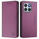 For Honor X8b Global RC01 Dual-Folded Magnetic Suction RFID Leather Phone Case(Violet) - 2