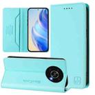 For Honor X9 4G / 5G / Honor X30 5G RC01 Dual-Folded Magnetic Suction RFID Leather Phone Case(Mint Green) - 1