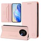 For Honor X9 4G / 5G / Honor X30 5G RC01 Dual-Folded Magnetic Suction RFID Leather Phone Case(Pink) - 1