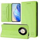 For Honor X9b / Magic6 Lite 5G Global RC01 Dual-Folded Magnetic Suction RFID Leather Phone Case(Grass Green) - 1