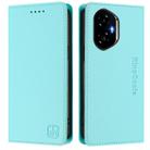For Honor 300 RC01 Dual-Folded Magnetic Suction RFID Leather Phone Case(Mint Green) - 2