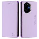 For Honor 300 RC01 Dual-Folded Magnetic Suction RFID Leather Phone Case(Light Purple) - 2